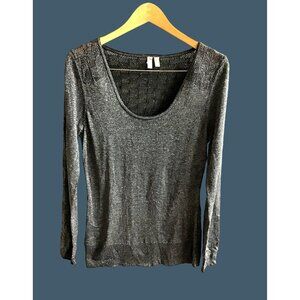 MADISON-WOMENS GREY FESTIVE SPARKLE CREW NECK LONG SLEEVE TOP SIZE LARGE